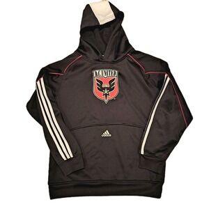 Vtg Adidas D.C. United Hoodie Youth Large MLS Soccer Pullover Sweatshirt‎ Black